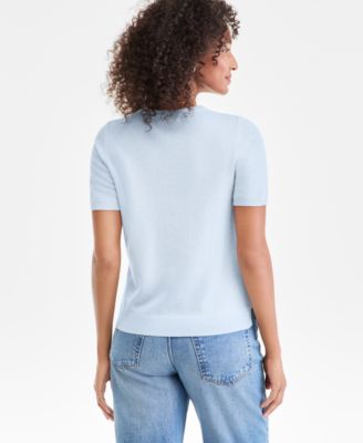 Women's 100% Cashmere Crewneck Short-Sleeve Sweater, Macy's Exclusive