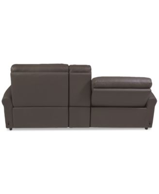 Thandler 3-Pc. Leather Chaise Sectional with 1 Storage Console