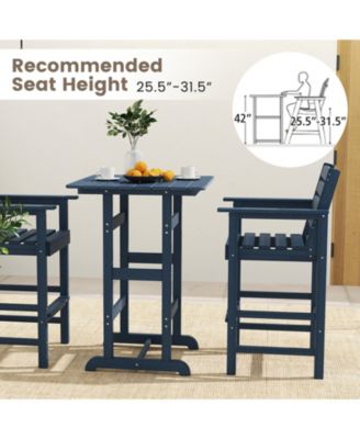 30 Inch Square Bar Table Dining Table with Slatted Tabletop for Poolside