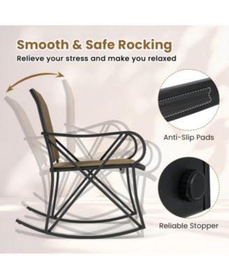 3 Piece Patio Rocking Set with Smooth Rocking Motion Outdoor Rocker Chair Bistro Set