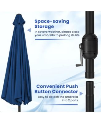12 Feet Patio Umbrella with Crank Handle and 8 Sturdy Ribs