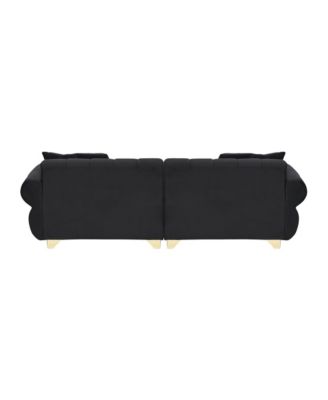 89-inch spring-wrapped cushions, 3 flannelette sofas, stylish metal feet and 4 throw pillows make for a modern living room bedroom