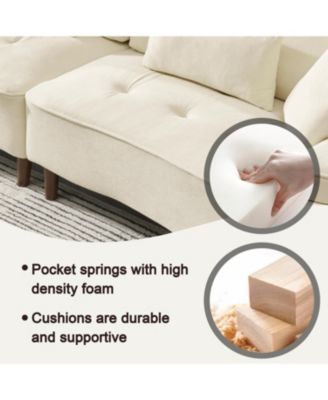 Streamdale 1-Piece Velvet & Wood Sofa – 103" Deep Seat, Plush Cushions, 4 Pillows, Solid Frame, Easy Assembly