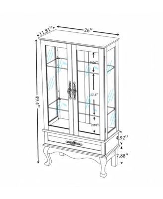 Glass Lighted Curio Cabinet with Adjustable Shelves (OAK)