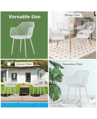 Set of 4 Heavy Duty Modern Dining Chair with Airy Hollow Backrest