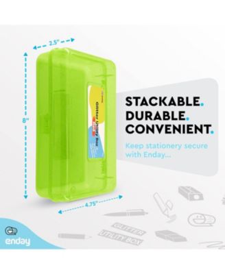 Plastic Pencil Box with Snap Closure Lids Pink, Small Utility Storage Crayon School and Office Supplies Case Organizer, 1 Pc