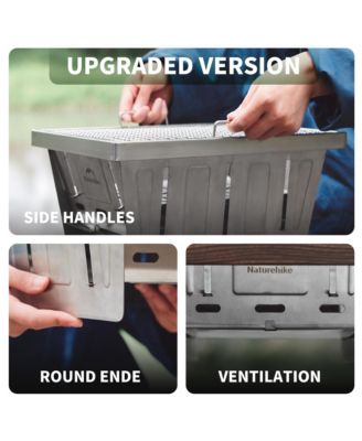 Camping Charcoal Grill for IGT Table, Folding Barbecue Grill with Tongs & Carry Bag, Portable BBQ Grill for Outdoor Car Camping Cooking Tailgating