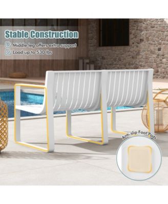 Weather-resistant Plastic 2-Person Bench with Curved Backrest