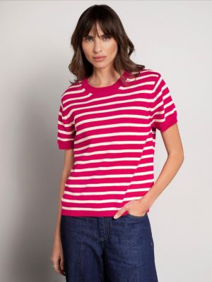Women's Striped Knitted Crew Neck Tee