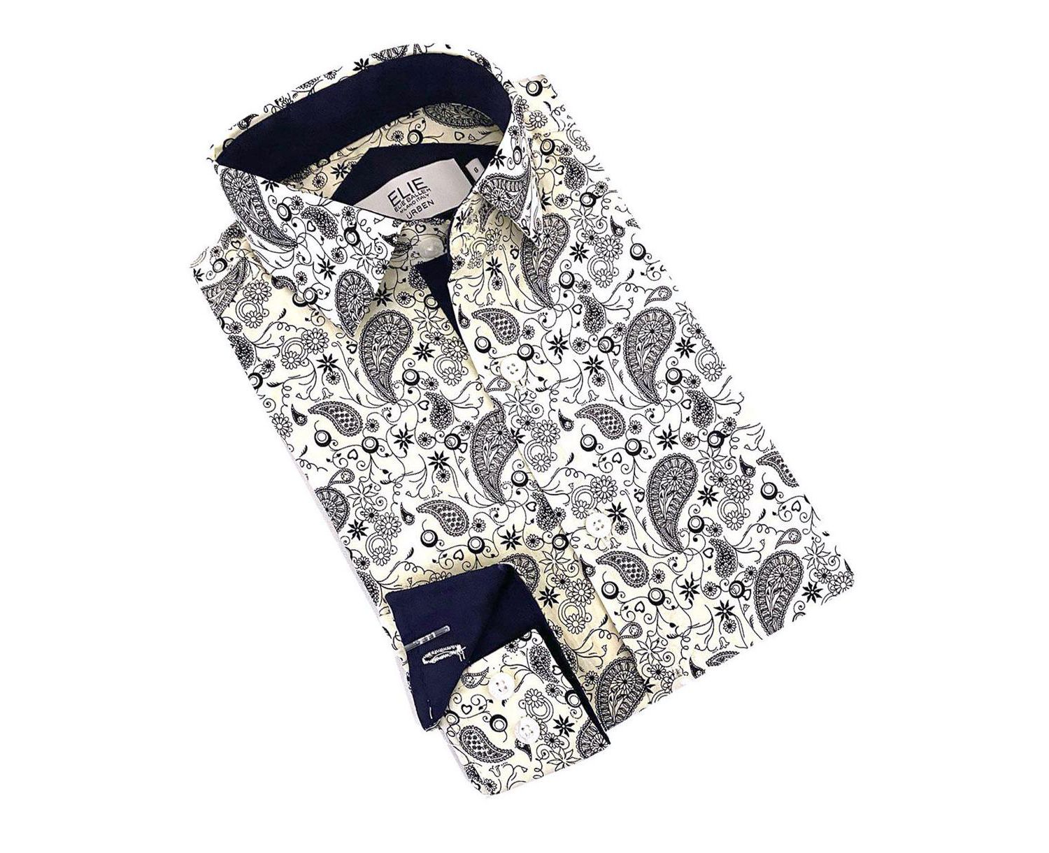 Big Boys White Paisley Slim Fit Shirt