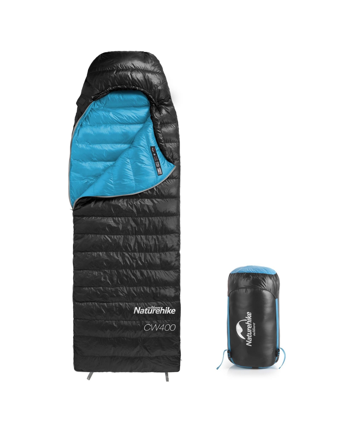 Ultralight Down Sleeping Bag, 650FP, 3-4 Season, Adults, 32-42, Waterproof, Compact, Camping, Hiking - black-750fp