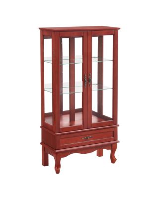 Glass Display Cabinet with Adjustable Shelves and LED Lighting