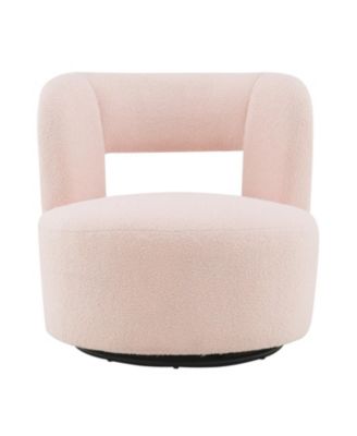 Streamdale Teddy Fabric Swivel Barrel Chair, Comfy for Living Room and Bedroom