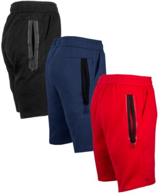 Men's 3-Pack Tech Fleece Performance With Heat Seal Zipper Pocket Shorts