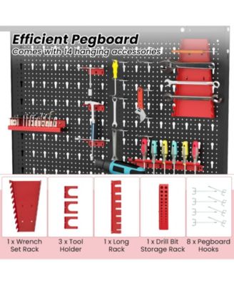 Tool Storage Workbench with Pegboard with 14 Hanging Accessories for Garage