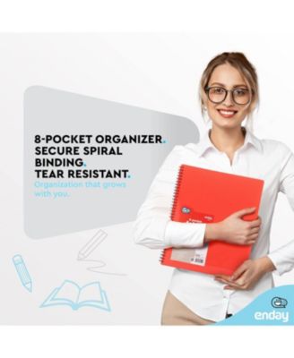 Poly 8 Pocket Organizer File Folder Letter Legal Document Organizer Perfect for Office, College, School and More (Pink) - by Emraw