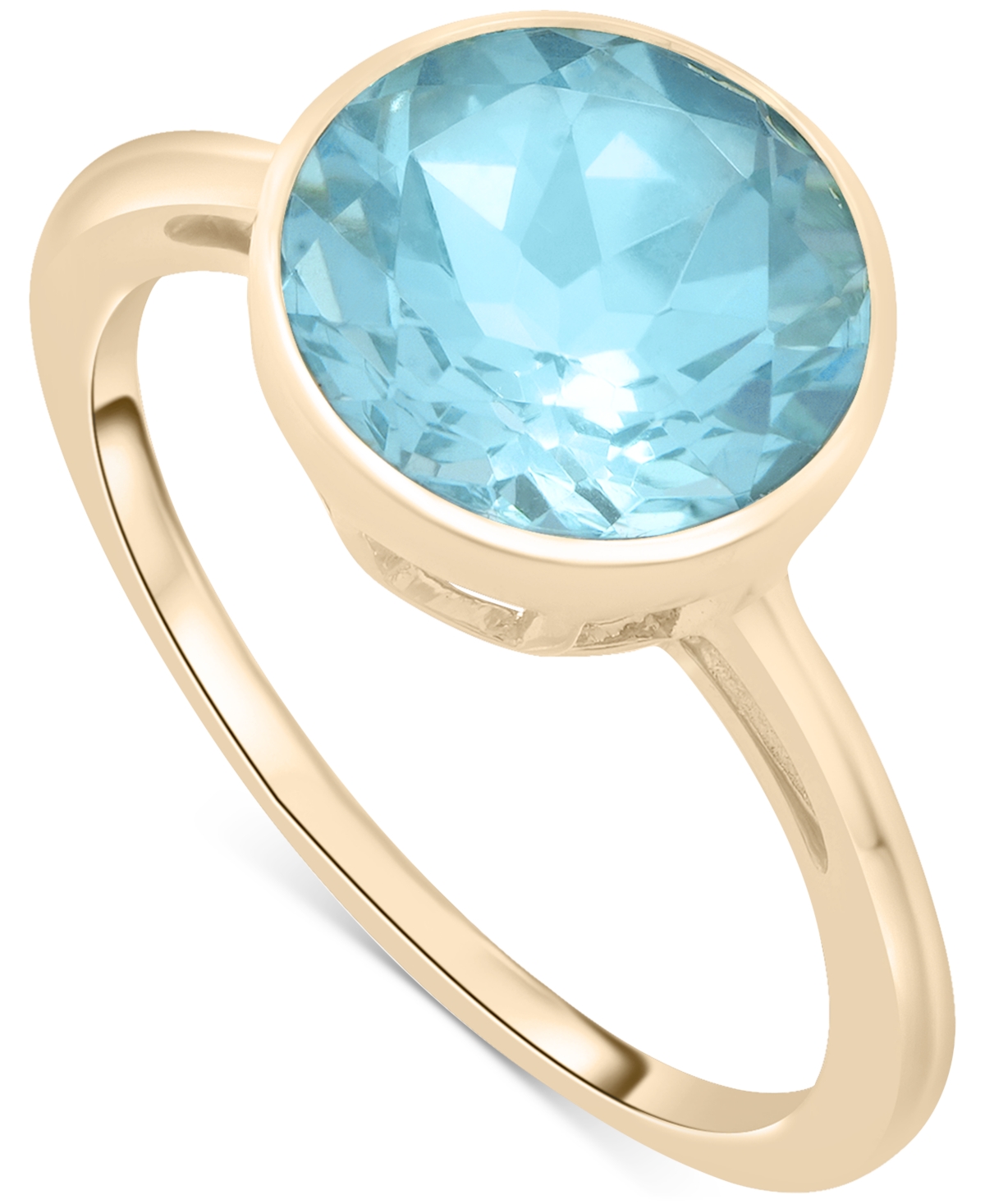 Sky Blue Topaz Bezel Circle Solitaire Statement Ring (3-3/4 ct. t.w.) in 14k Gold - Sky Blue Topaz