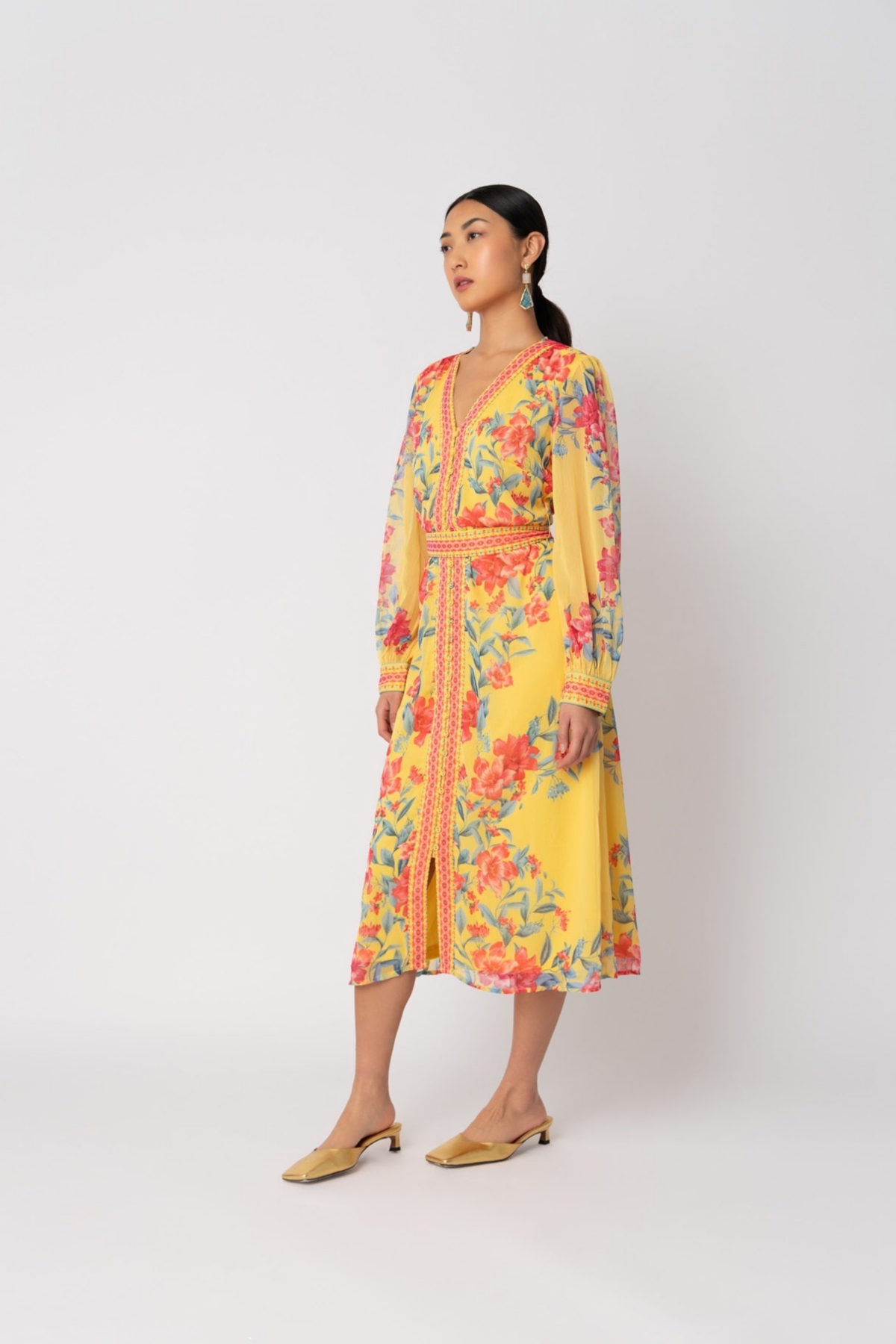 Women's Naomi Yellow Dress - Floral