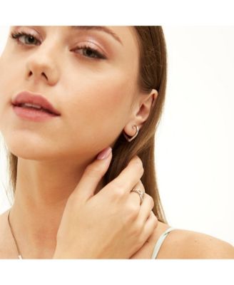 Sterling Silver Heart Hoop Earrings