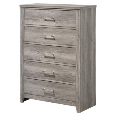 Harmony 5 Wood Drawer Chest Dresser for Bedroom - Tall & Modern Storage Organizer, Light Oak Gray