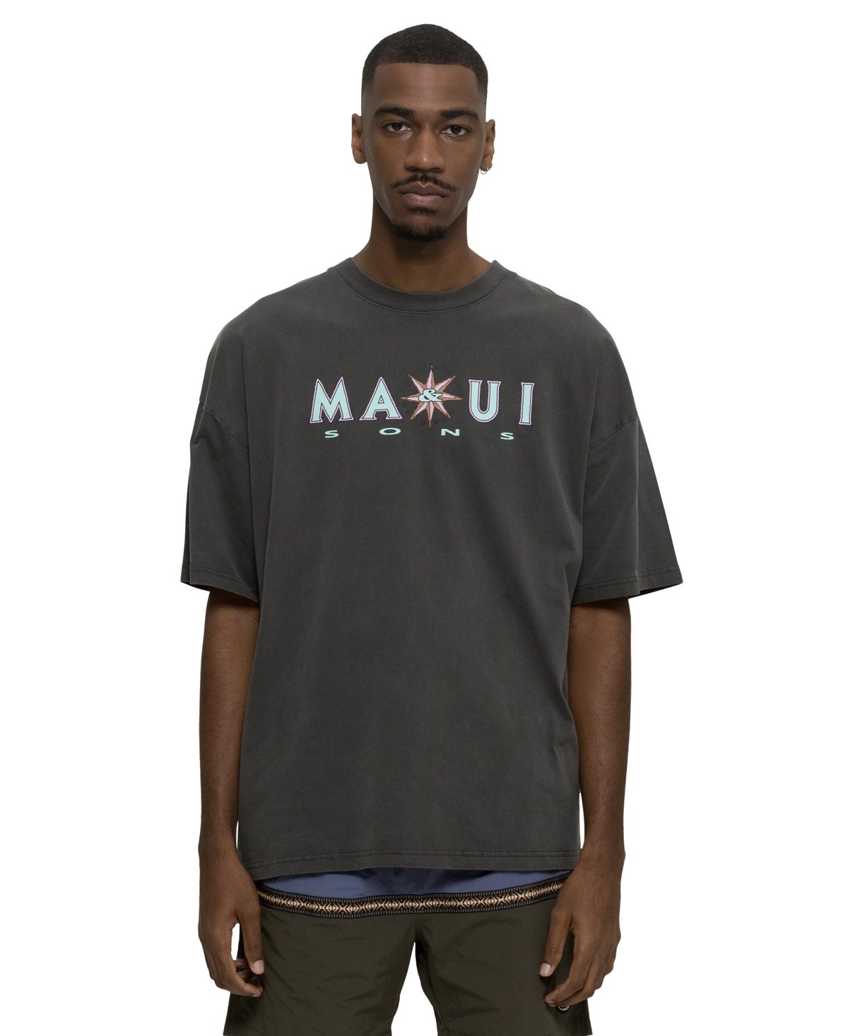 Men's Compass Pigment Short Sleeve T-shirt - Black