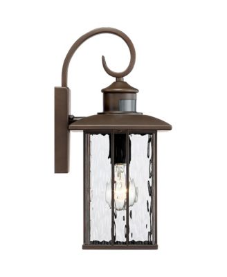 Deaver Modern Outdoor Wall Light Fixtures Set of 2 Bronze Motion Sensor Dusk to Dawn 15 1/4" Water Glass for Exterior