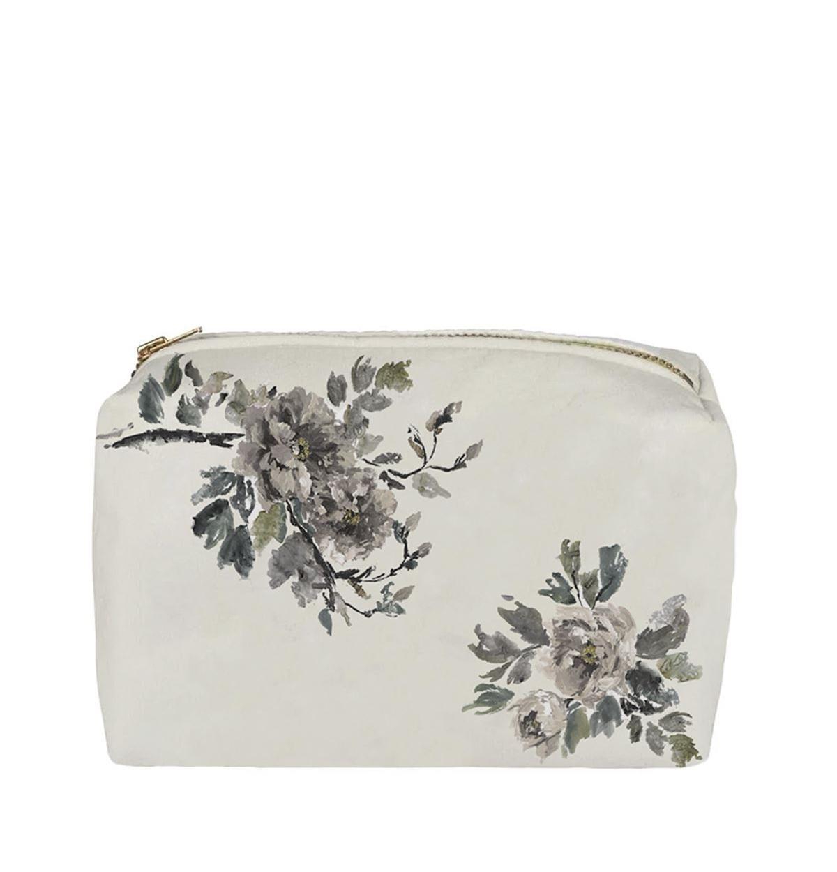 Shanghai Garden Ecru Large Toiletry Bag - White, grey