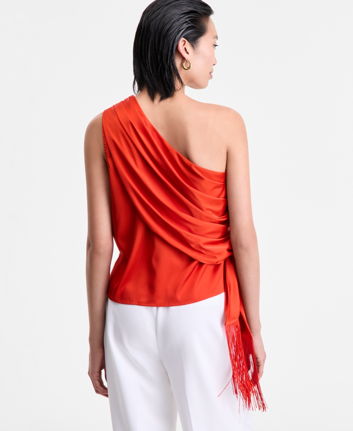 Inc International Concepts Women's One-shoulder Side-fringe Top, Exclusively At Macy's