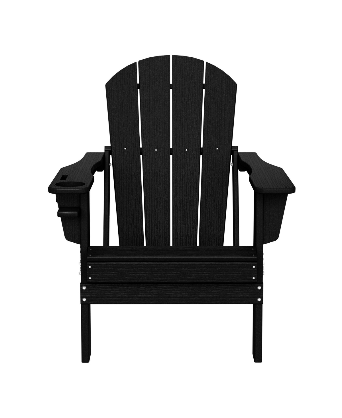 Outdoor Patio Hdpe Resin Folding Adirondack Chairs With Cup Holder and Phone (Set of Two)