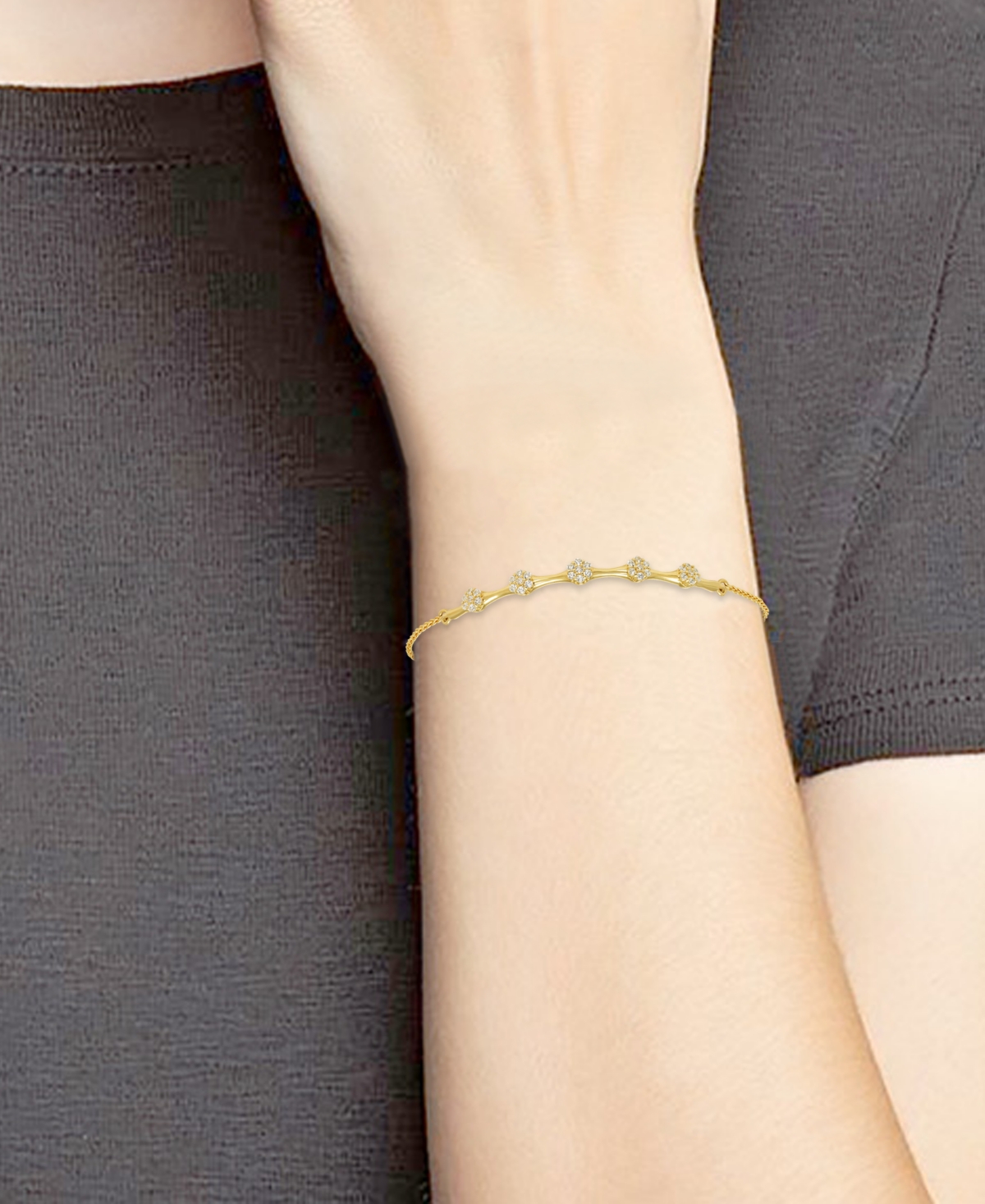 Macy's Diamond Cluster Station Bolo Bracelet (1/2 Ct. T.w.) In 10k Gold In Gold
