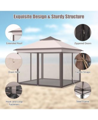11 x 11 Feet 2-Tier Pop-Up Gazebo Tent Portable Canopy Shelter Carry Bag Mesh