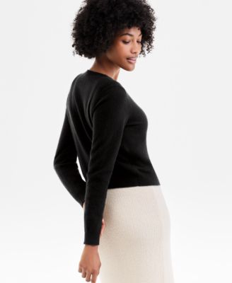 Petite Cashmere Crewneck Button-Front Cardigan, Exclusively at Macy's 