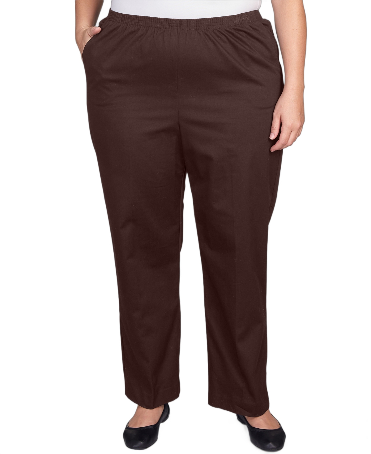 Alfred Dunner Plus Size Mid-rise Straight Leg Short Length Casual Pants