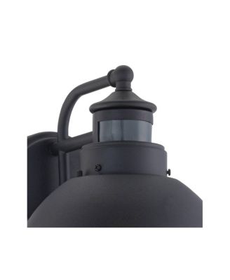 Rustic Industrial Farmhouse Outdoor Barn Light Fixtures Set of 2 Black Dusk to Dawn Motion Sensor 9" Clear Seedy Glass for Exterior