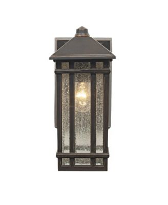 Sierra Craftsman Mission Outdoor Wall Light Fixtures Set of 2 Rubbed Bronze 10 1/2" Seedy Glass Panels for Post Exterior Light Barn Deck