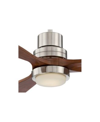 52" Delta-Wing DC Rustic Farmhouse 3 Blade Indoor Ceiling Fan LED Light Remote Control Brushed Nickel Walnut Wood for Living Room Kitchen