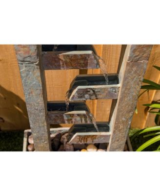 Zigzag Zen 49" High Large Modern Indoor Outdoor Decor Slate Stone Floor Fountain with Light LED Waterfall