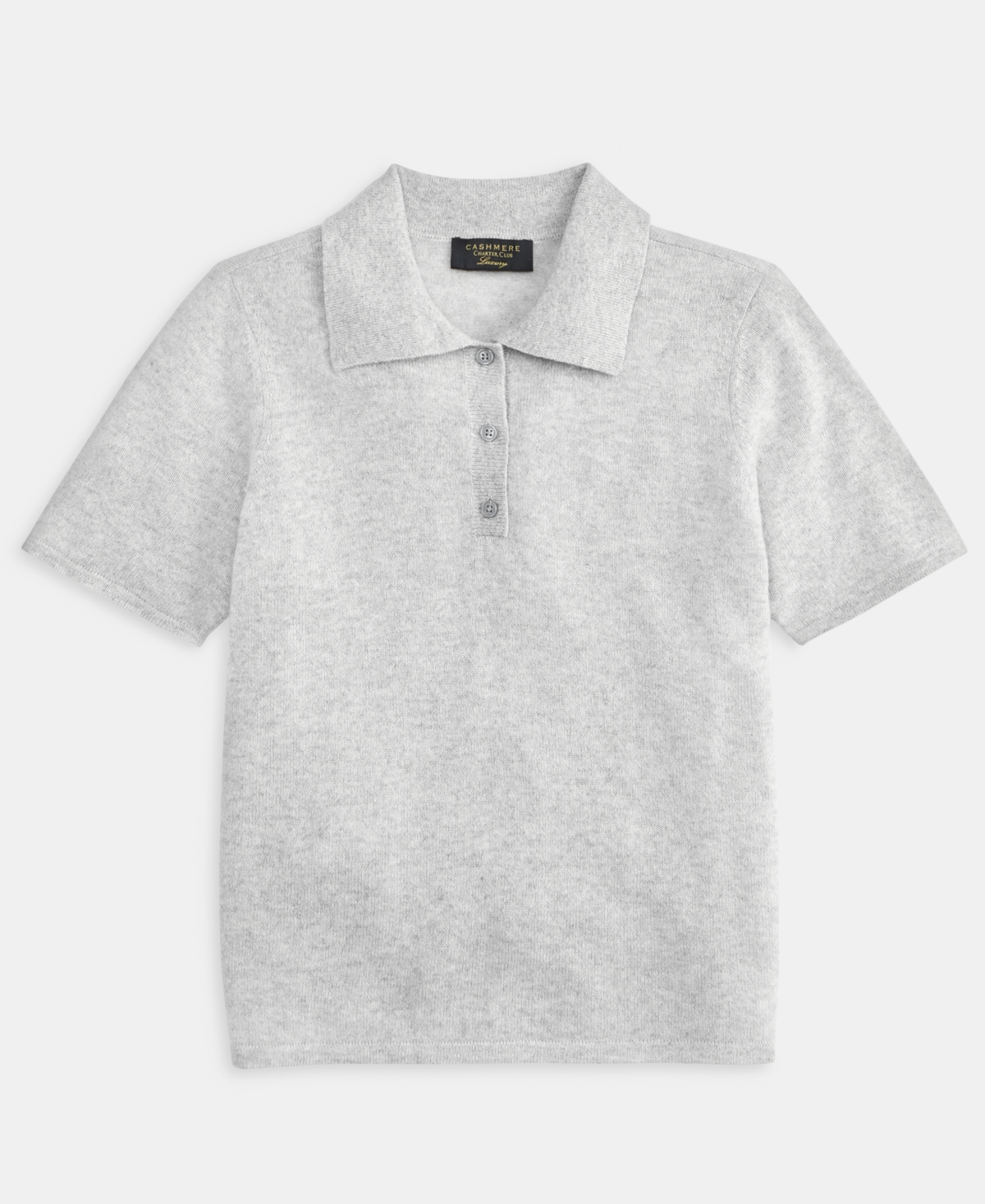 Charter Club Women's 100% Cashmere Short-sleeve Polo Sweater, Macy's Exclusive In Gray
