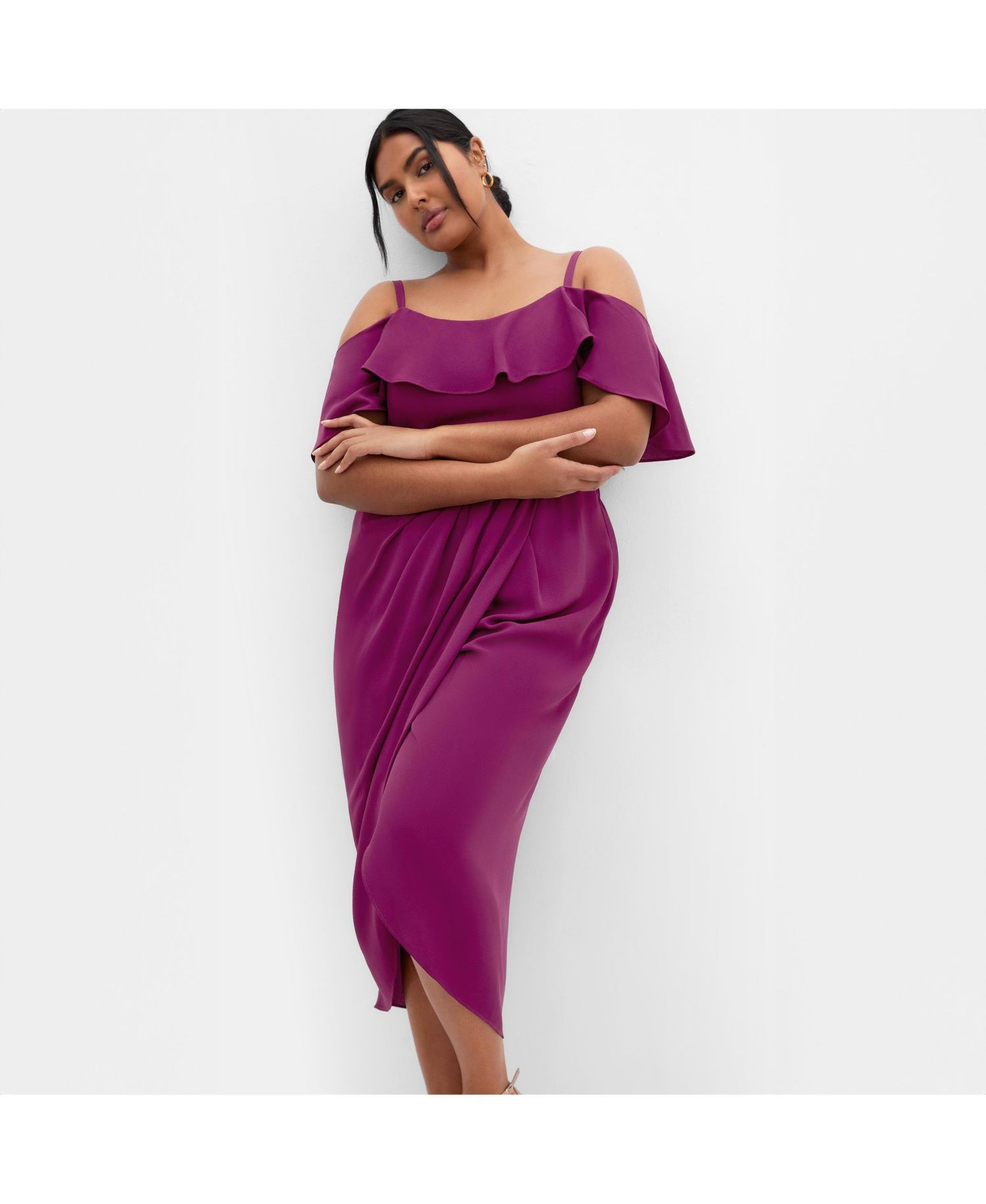 Women's Flirtation Drape Midi Dress