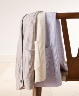 Women's 100% Cashmere Pointelle Boyfriend Cardigan, Macy's Exclusive
