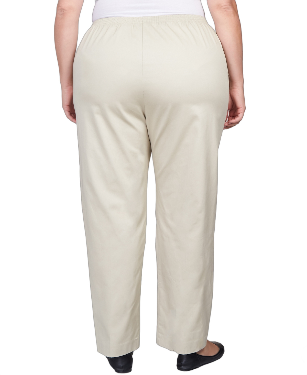 Alfred Dunner Plus Size Mid-rise Straight Leg Short Length Casual Pants In Neutral