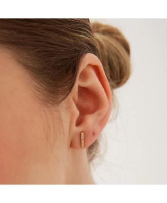 Sterling Silver Zirconia Bar Stud Earring