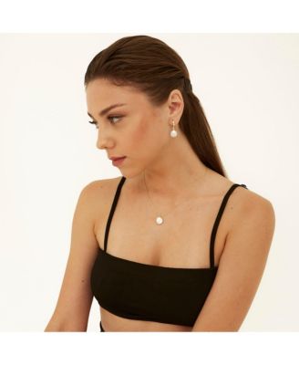 Baroque Flat Pearl Pendant Necklace Sterling Silver