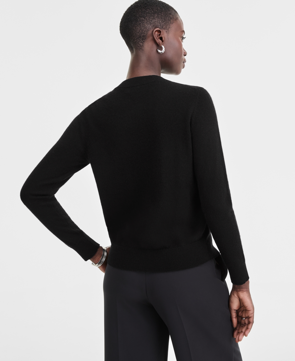 Charter Club Women's 100% Cashmere Embellished Bow Sweater, Macy's Exclusive In Black