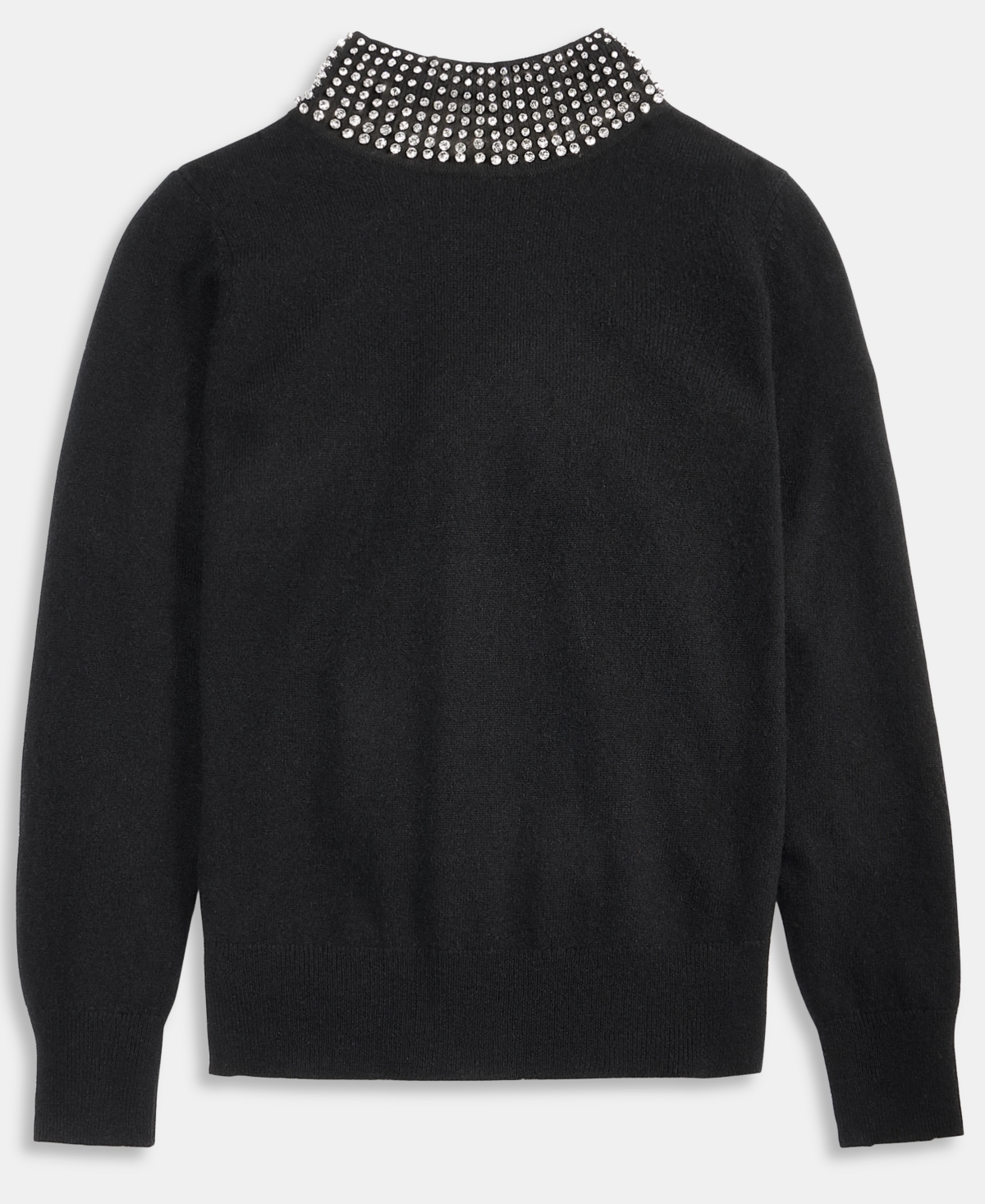 Charter Club Women's 100% Cashmere Rhinestone Mock Neck Sweater, Macy's Exclusive In Black