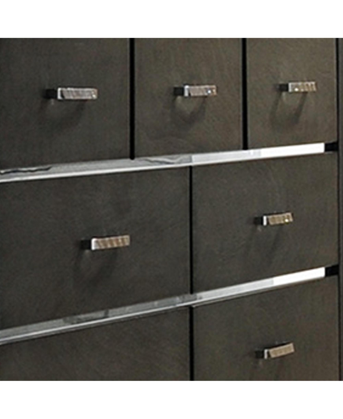 Kings Brand Furniture Oceana Gray Wood 7-Drawer Dresser with Mirror