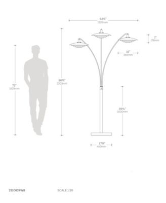 84" Metal Rancho Mirage 3 Light Arc Floor Lamp