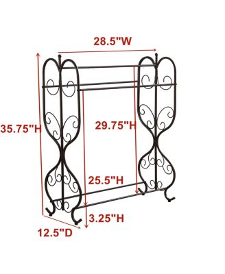 Freestanding Pewter Metal Towel Rack Stand with 3 Bars for Bathroom, Laundry Room, Blanket Rack