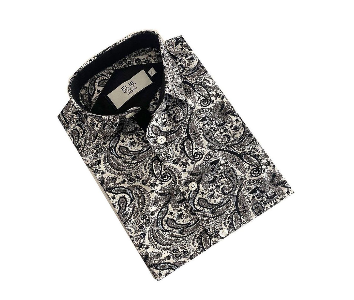 Рубашка Elie Balleh Black Paisley Slim Fit Shirt для мальчиков, цвет: Чёрный — фото 2