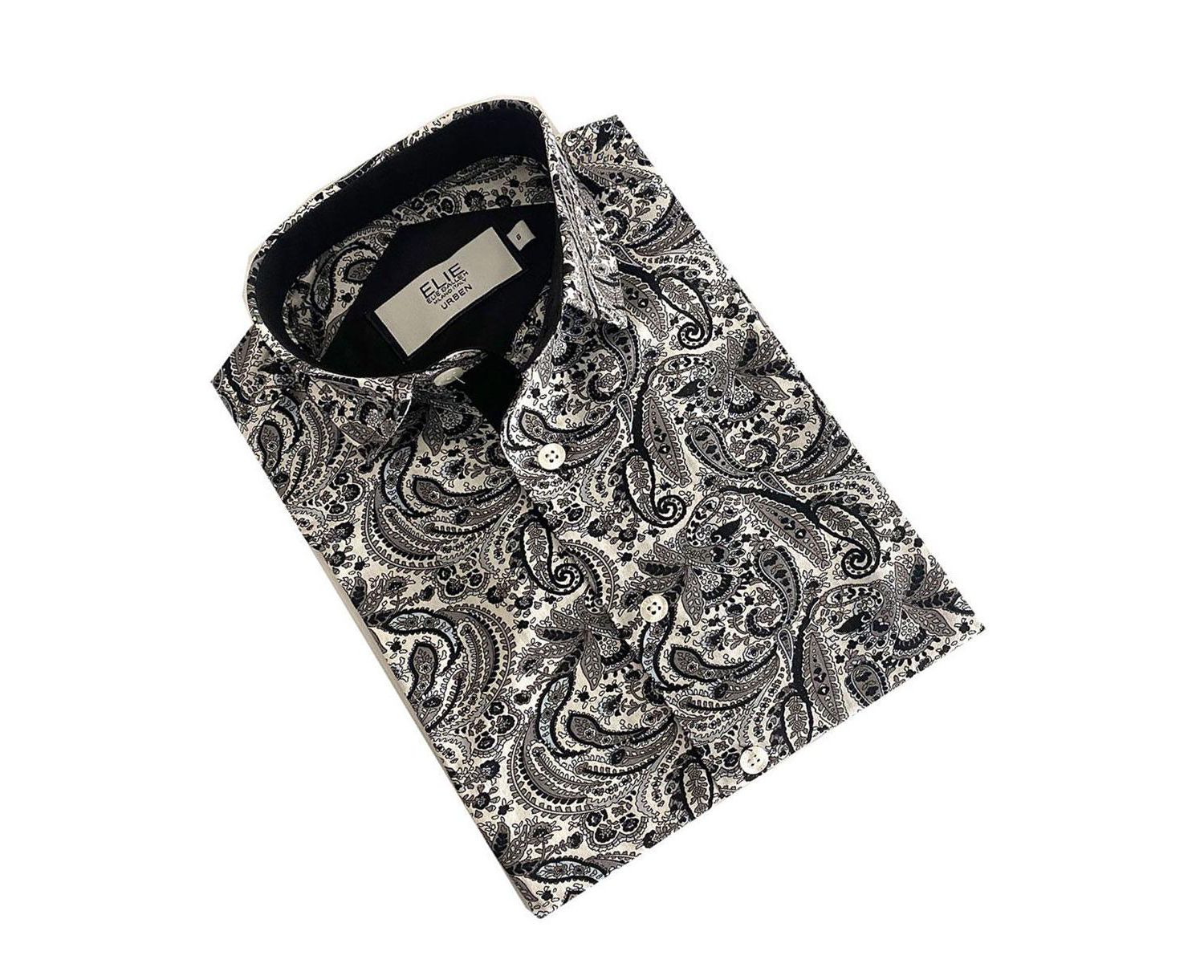 Little Boys Black Paisley Slim Fit Shirt